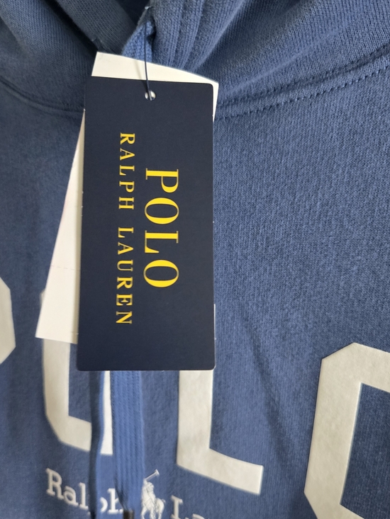 Polo by Ralph Lauren Blue Logo Hoodie Medium Unisex Pullover NWT Front Pocket - Picture 6 of 16